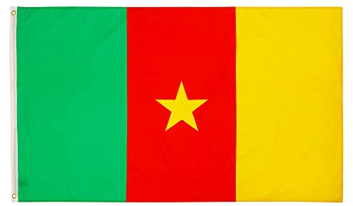 PHENO FLAGS Kamerun Flagge 90x150cm - wetterbeständige Fahne mit Messingösen, 100% Polyester, robuste Doppelnaht & in lebendigen Farben - ideal für Flaggen-Liebhaber