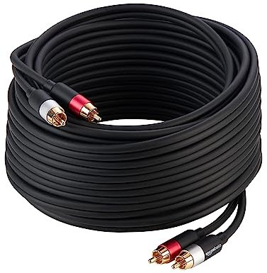 Amazon Basics RCA Cinch-Audiokabel 2-Stecker auf 2-Stecker, 10 m, Schwarz