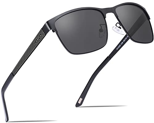 Carfia Gafas de sol para Hombre con Protección UV Polarizadas de Espejo para Conducir Senderismo Béisbol,Montura Cuadrada