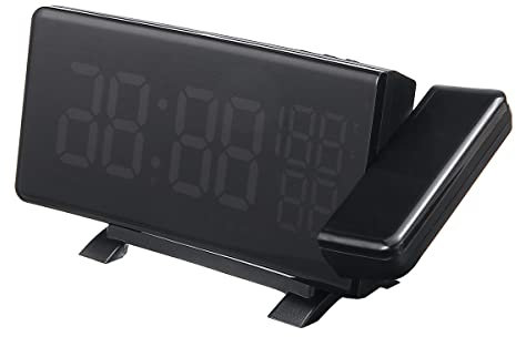 RayGenius Reloj Despertador Digital De ProyeccióN, para Dormitorios, Reloj Radiocontrolado, TermóMetro Exterior, HigróMetro EstacióN De PrevisióN InaláMbrica, Doble Despertador con Pantalla LED