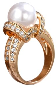 Viyuroyk 925 Silver Fashion Pearl Ladies Ring Cubic Zirconia Wedding Ring Women Jewelry Statement (US Code 7)