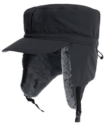NICEYEA Winter Warm Schirmmütze mit Ohrenschützer Gefüttert Fliegermütze Trappermütze Windschutz Baseballcap Unisex Fellmütze Wasserdicht Nylon Plüsch Mütze Schneedichte Hut für Ski Jagd Outdoor
