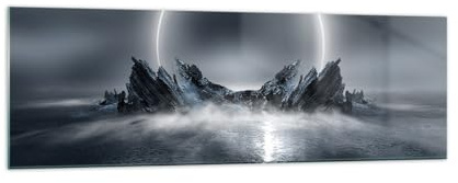 Quadro su Vetro 160x50cm Stampe da Parete in Vetro Futurismo Tempesta Luna Grandi XXL Decorazione Murale Camera da Letto Cucina 1 pezzo Quadri Moderni Soggiorno Immagini Wall Art GAB160x50-5372