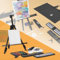 ECD Germany 140tlg XXL Malset mit Staffelei, Künstler Set Acryl & Zeichenset - Buntstifte, Leinwand, Pinselset, Wasserfarben, Pastellkreide, Aluminium Standstaffelei, Malerei Set mit Atelierstaffelei