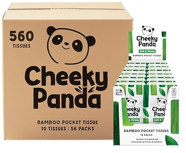 The Cheeky Panda Mouchoirs Paquet | 56 Paquets de 10 Mouchoirs en Bambou 3 Plis | Sans Plastique