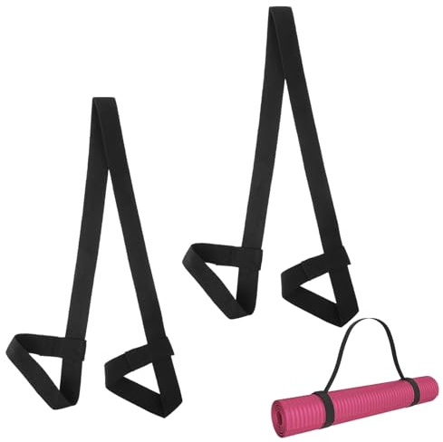 2 PCS Multifunctional Yoga Strap - Easy to Carry, Adjustable Ring for All Mat Sizes - Black Color