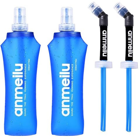 HGYNJN Soft Water Bottle Set, 2Pack 500 ML Foldable Water Bottle with Speed Straw, Reusable Silicone Soft water bottle Running, Lightweight and Durable, Perfect Gifts for Hikers and Outdoor Campers