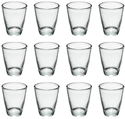 Eidoct 12 Glass Glasses Set, Shot Glass 30ml, Shot Glass with Heavy Base for Cocktail, Whisky, Tequila, Vodka, Spirits, Liquor.