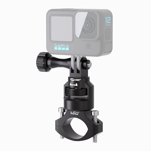 HSU Support de guidon de vélo compatible avec caméras d'action GoPro Insta 360 Osmo – Rotation à 360 degrés (noir)
