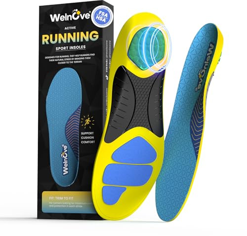 Lightweight Performance Sports Insoles Protective - Welnove Shock Absorbing Athletic Insoles for Running, Basketball, Fitness - Energy Return,Increased Performance,Injury Protection, Men Women (XL)
