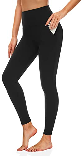 FuelMeFoot Leggings Damen High Waist Blickdicht Sportleggings Damen Lang Elastisch Bauchkontrolle Slim Fit Sporthose Leggins für Yoga Gym Fitness Alltag.1 Pack-01-Schwarz mit Taschen 3XL