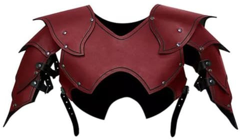 Aulande Mittelalter Vintage Schulterpanzer Ritter Ranger Leder Nieten Patchwork Brustpanzer Schulterpanzer Cosplay Festival Bühnenkostüme Rüstung Requisiten, rot, average size