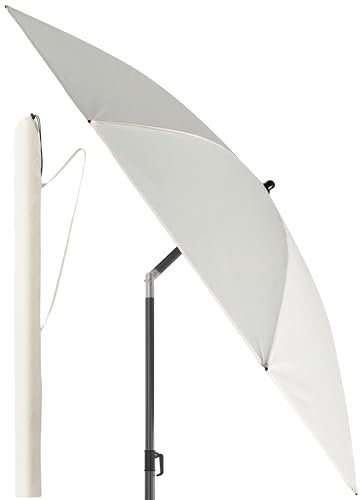 4smile Sonnenschirm Strand mit Schirmhülle, Beige - UPF 50+ Strandschirm Ø180 cm mit sicherem Sonnenschutz Strand, Strandschirm windfest stabil - Ideal als Balkon Schirm, Gartenschirm