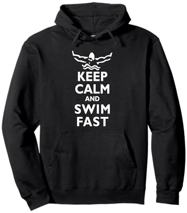 Keep Calm and Swim Fast Butterfly Maglietta da nuoto Felpa con Cappuccio