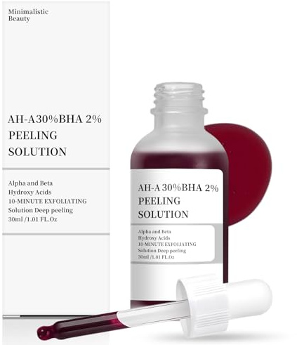 Allony Solution de Peeling 30% AH-A + 2% BHA, Peeling Visage Puissant, Gommage Visage, Exfoliating Serum, Hydrater la Peau, Réduit Points Noirs, Pores, Illumine le Teint