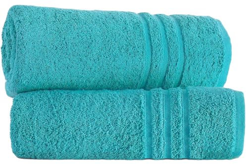 Pack of 2 Large Jumbo Bath Sheets 500 GSM 100% Egyptian Cotton Big Bath Towels Super Absorbent Soft Hotel Quality XL Bathroom Towel Set (Teal/Turquoise)