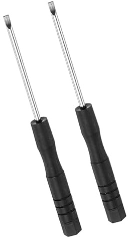 TOP-VIGOR 2pcs Mini Slotted Screwdriver 2mm Flat Head 82mm Length, Small Precision Screwdrivers with Non-Slip Handle for Electronics, Glasses, Watch, Computer and Small Appliance Repair