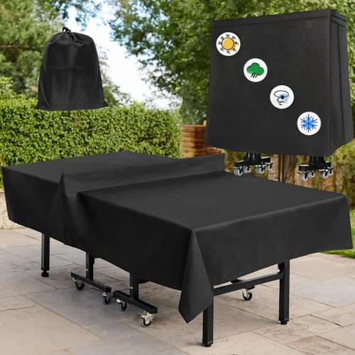 Copertura per tavolo da ping pong per esterni, impermeabile, universale per tavoli da ping pong da interni ed esterni (pieghevole e piatto), 8 fibbie antivento, resistente alle intemperie e al sole