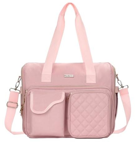 POCDUORG Borsa tote professionale da donna per laptop da 15,6, per insegnanti, infermiere, lavoro, ufficio, università, pendolarismo, artigianato (rosa, M)