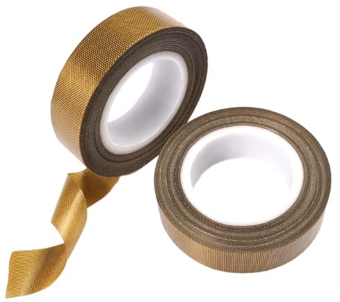 2 Rotolo Nastro in Teflon in Fibra di Vetro, Nastro in Tessuto di Vetro PTFE 10 m, Teflon di vetro nastro Adesivo 15ｍｍ X 10ｍ, PTFE ad Alta Temperatura per Macchina Sottovuoto, Sigillante a Impulsi