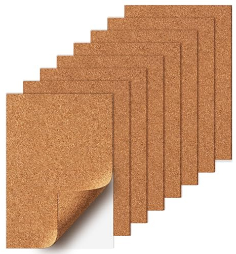 pangutheos 8 Pieces Self Adhesive Cork Board, A4 Cork Sheet, 2mm Thick | Corks Boards for Walls, Corks Tiles Mat for Bulletin Boards, Wall Decoration, DIY Crafts