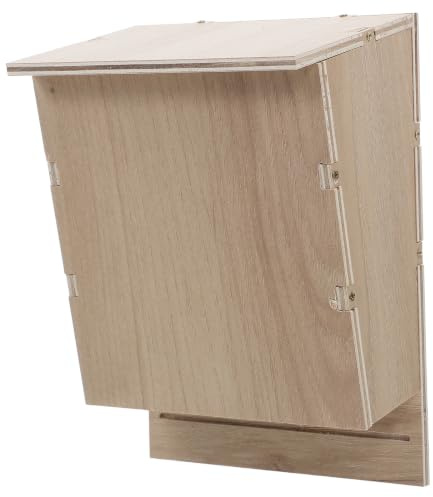 Operitacx Boîte à Chauves-Souris Résistante aux Intempéries en Bois Beige Chambre Unique, Abri Extérieur pour Hibernation, pour Balcon et Arbres Hiver