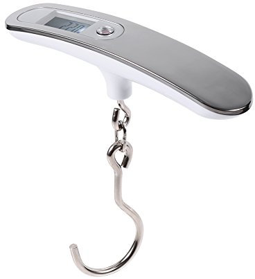 1 Stück Tragbare Reise Waagen Fischwaagen Hängen Gewicht Hohe Präzision Digitale Gepäck Koffer Tasche Skala LCD Display 50Kg / 10G(Silberne Farbe + Haken)
