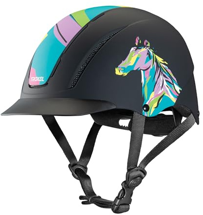 Troxel Spirit Full Coverage Horse Riding Helmet, Low-Profile & Adjustable, Safety Horseback Riding Gear, Extra Small (6-1/4 - 6-1/2), Pop Art Pony