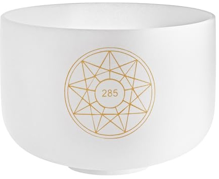 Sonic Energy 12 Zoll Solfeggio Kristallklangschale – 285 Hz, Ton Cis4 – Für Meditation, Yoga, Klangheilung – Inkl. Silikonring (SOLCSB12-285)
