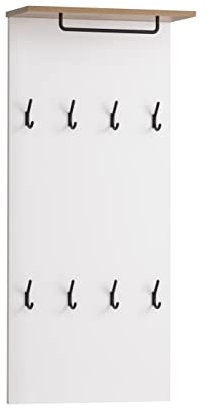 Schildmeyer Jelda Hakenpaneel 154711, matt weiß/Eiche Landhaus Dekor,50 x 19,9 x 110,6 cm