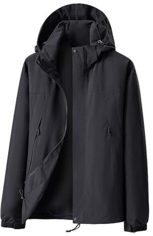 Ynport Crefreak Veste de Pluie en Plein Air Pour Hommes Respirante Anti Salissure Randonnée Imperméable Coupe Vent Avec Capuche Amovible et Poche Zippée