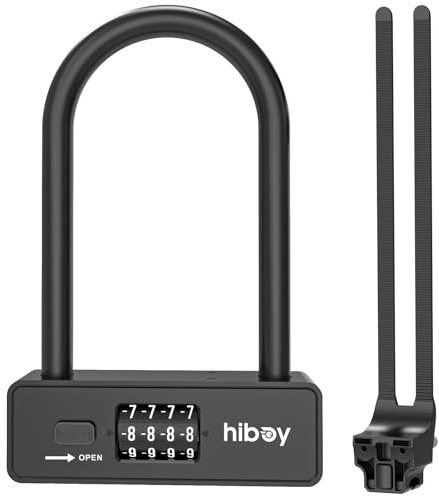 Hiboy Bike Combination U-Lock, Anti-Theft Security Bicycle Lock with Mounting Bracket, 10mm Steel Shackle U-Lock for Scooters & Bikes