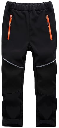 Jogwits Softshellbyxor för barn, skidbyxor, vandringsbyxor, fodrade cargobyxor, vattentäta termobyxor, pojkar, flickor, snöbyxor, vinter, utomhusbyxor-1510, svart, 122-128