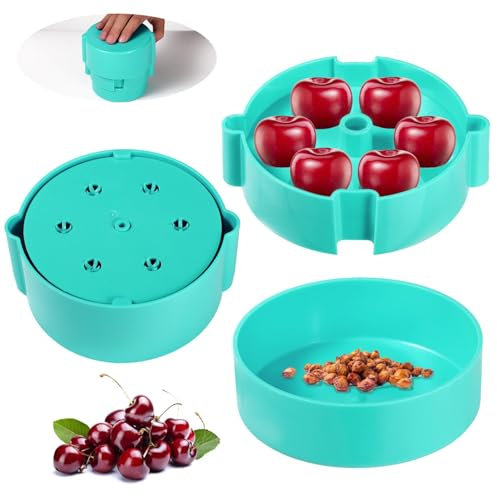 Dénoyauteur de Cerises, 9 x 10,29 x 11,51 cm Outil de Dénoyauteur Cerises Portable Rapide Machine à Multiples Extracteur Noyau Cerise 6 Cerises à la Fois pour la Cuisine