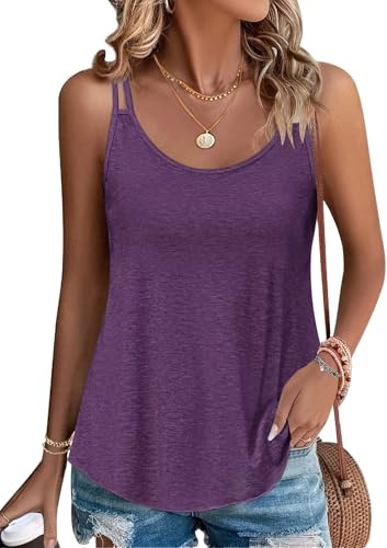 PLOKNRD Top sin Mangas para Damas Temporada de Verano con Tirantes Delgados Escote Redondo y Estilo de Camisa