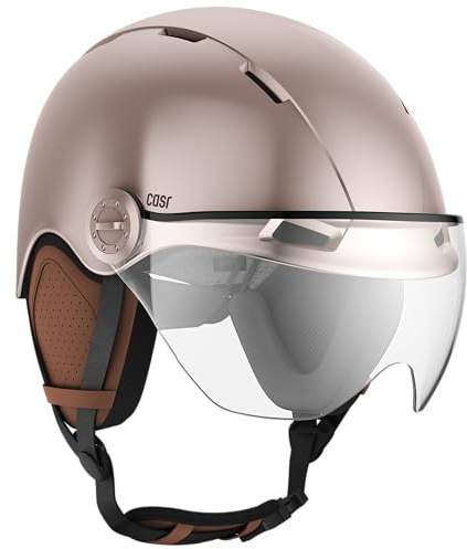 CASR Style - Casque Lifestyle Urbain pour Vélo & Trottinette Electrique - Visière Transparente & Cache-Oreille Amovibles - Confort Optimal pour Homme & Femme - Rose - Taille L