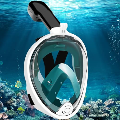 Schnorchelmaske Erwachsene Tauchermaske, 180° Sichtfeld Faltbare Professionelle Vollmaske Tauchmaske, Verstellbares Abnehmbarer Snorkel Mask Wasserdicht mit Kameraposition für Damen Herren