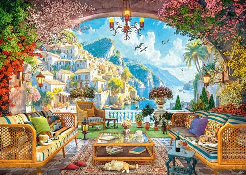Ravensburger Puzzle de 1000 pièces avec Vue sur la terrasse méditerranéenne pour Adultes et Enfants de 12 Ans et Plus