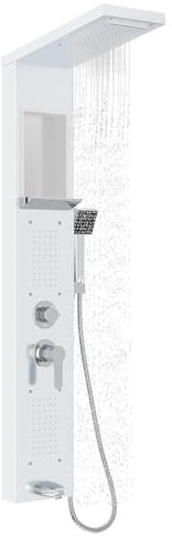 TANYEAR Duschpaneel Regendusche 5 in 1 Funktionen Duschsystem, Edelstahl Duschsäule Duschset Massagedusche mit Handbrause, Wandmontage Duscharmatur Komplettset, Weiß