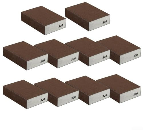 Lot de 10 éponges de ponçage flexibles, adaptées pour le nettoyage des appareils de cuisine et les tâches de finition du bois (grain 320)