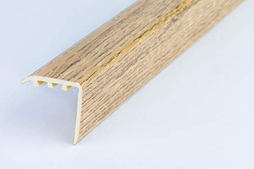 TMW Profiles uPVC Stair Nosing 25mm × 25mm – Edge Protection – Screw-Fix, 0.9m Length KP-2525 (Natural Oak)