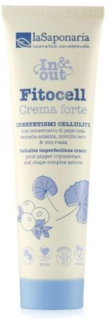 La Saponaria | Fitocell Out, Crema forte inestetismi cellulite, Crema anticellulite bio nutriente ed elasticizzante con caffeina e pepe rosa, 150ml