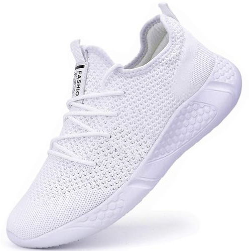 BUBUDENG Träningsskor för män, gym, tennisskor, sport, fitness, sneakers, Vitt, 42.5 EU