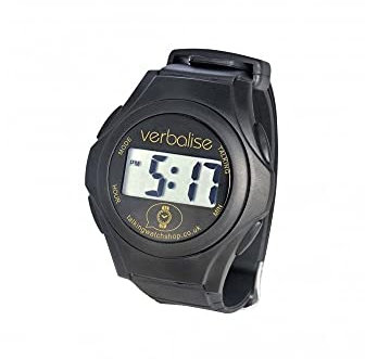 Verbalise Unisex BlackDigital Talking Watch, 1cm LCD Digits, Speaks Time only, 1 Alarm, Optional Hourly Time, Female Synthetic Voice, 2 Year Guarantee, UKs No1 for Quality Service and Choice