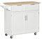 HOMCOM Modern Rolling Kitchen Island Storage Cart Utility Trolley with Rubberwood Top Two Drawers-White