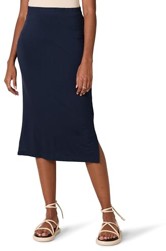 Amazon Essentials Jupe midi en Tricot à Enfiler (Disponible en Grande Taille) Femme, Bleu Marine, 3XL Grande taille