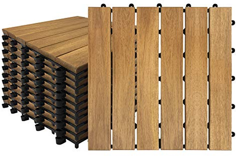 TRMLBE Carreaux en bois pour balcon et terrasse - Lot de 22 dalles de 30x30 cm pour balcon de jardin de 2m² - Type A