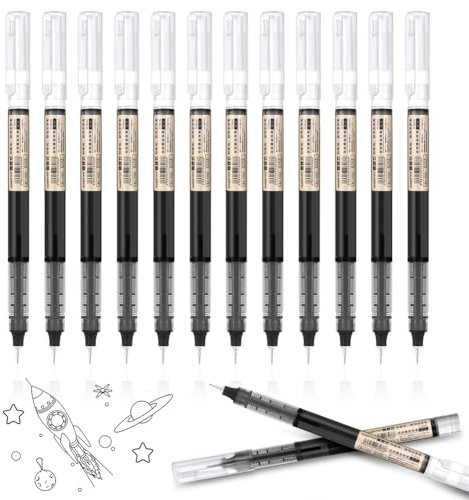 OFFCUP Gelschreiber 0.5mm, 12pcs Schwarze Gel-Tintenstifte, japanischer Stil Gelschreiber, extra feine Spitze Schwarze Gel Kugelschreiber Schnell Trocknende Tinte japanische Gelstifte