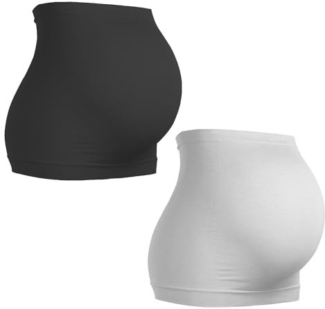 LATRAT 2 Stück Bauchband, Mutterschafts-Bauchstützgürtel, Verstellbarer Mutterschaftsgürtel für Schwangerschaft und Wochenbett, Grau, Schwarz