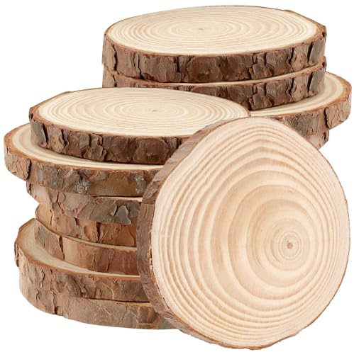 MAHIONG 16 fette di legno naturale da 14-16 cm, dischi di legno non finiti in legno, cerchi rotondi in legno per artigianato, arte, decorazioni, matrimoni, Natale, progetti fai da te
